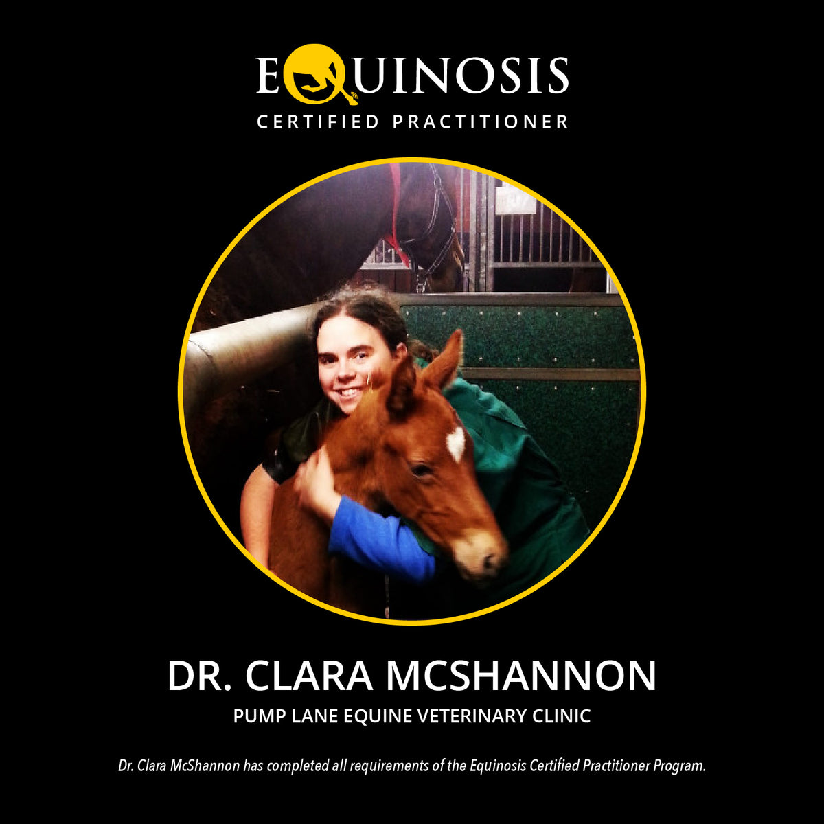 Clara McShannon, DVM, MRCVS of Pump Lane Equine, UK